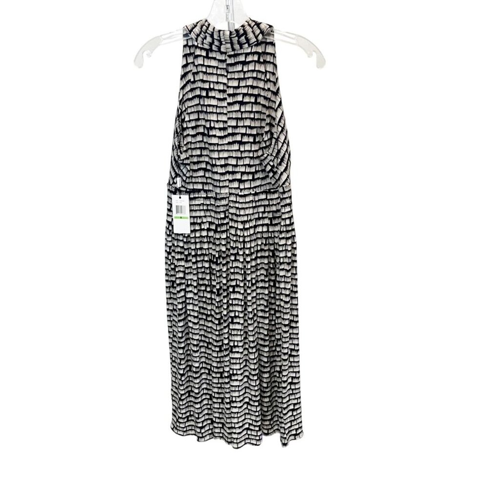 NEW Calvin Klein Black & White Geometric Print Sleeveless Dress - Size 8 - Picture 2 of 6